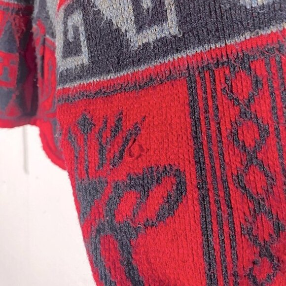 Tejidos Ruminahui Red Alpaca Zip Front Wool Sweater L - Picture 9 of 15